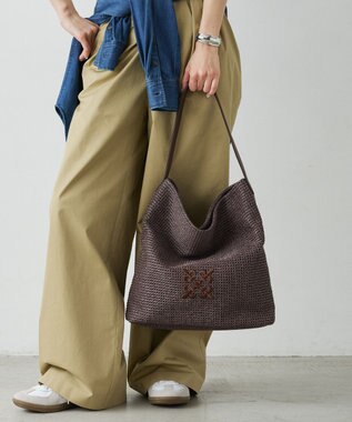 russet ナイロンラフィアワンショルダーバッグ(CE-1714) D.Brown