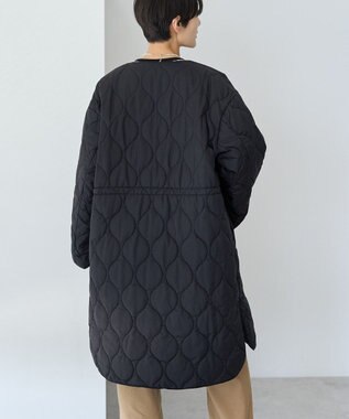 AMERICAN HOLIC 軽ポカノーカラーキルティングロングコート Black