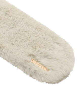 MOONBAT FURLA ファーティペット 差し込み ロゴプレート付 フェイクファーマフラー ベージュ