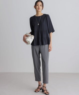 組曲 バウンディングシャーティング ブラウス ネイビー系