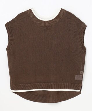 ANY L ラミータッチフレンチスリーブニット ブラウン
