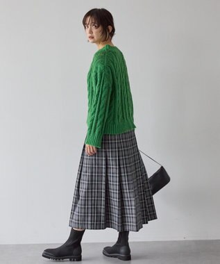 AMERICAN HOLIC 透かしケーブルニットプルオーバー Green