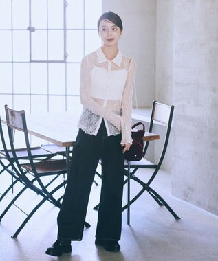 earth music&ecology タックホックデニムパンツ Black