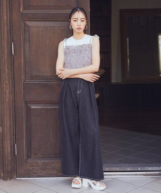 earth music&ecology タックホックデニムパンツ Black