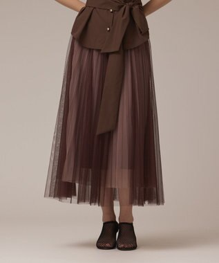 GRACE CONTINENTAL チュールリバーシブルスカート ブラウン