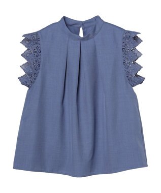 Green Parks ・ＥＬＥＮＣＡＲＥ　ＤＵＥ　リネンライクレースブラウス Blue