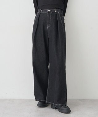 earth music&ecology タックホックデニムパンツ Black