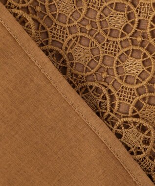 自由区 S 【洗える】ジオメトリックフラワーレースプルオーバー ブラウス モカ