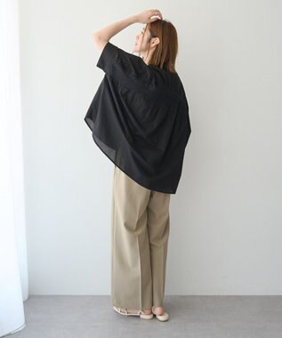YECCA VECCA バック刺繍バンドカラーシャツ Black