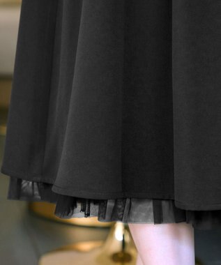 Tiaclasse 【洗える】レイヤードチュールフレアスカート ブラック