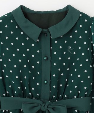 組曲 KIDS 【150-160cm】パリジェンヌドット ワンピース グリーン系5