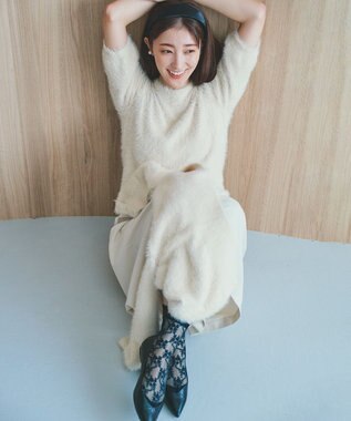 組曲 T/Rツイルストレッチ フレアパンツ アイボリー系