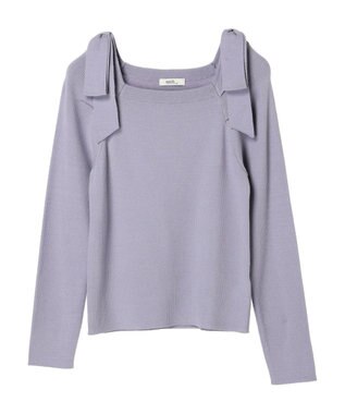 earth music&ecology 肩リボンニットプルオーバー Grayish Blue