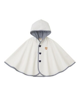 MIKI HOUSE HOT BISCUITS 【70-90cm】 パイル素材おでかけポンチョ 白×紺