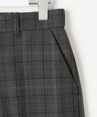 自由区 TRギャバ裏起毛チェック柄ワイド パンツ チャコール系チェック