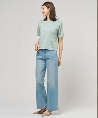 J.PRESS LADIES 【洗える】BASIC STRETCH DENIM ワイド ストレート デニム ブリーチ系