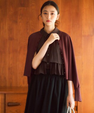 組曲 S 【入江未悠さんコラボ】ギャザーライトデシンティアード ブラウス チョコレートブラウン系