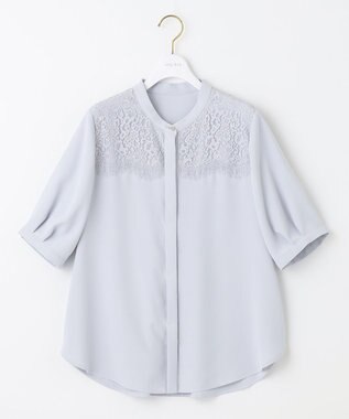 ANY SIS 【洗える】ヨークレース ブラウス ライトブルー
