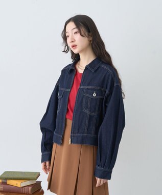 earth music&ecology ショートジップデニムジャケット Indigo