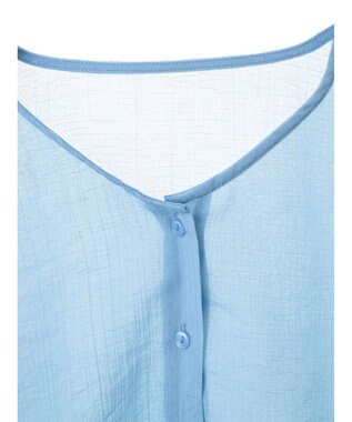 earth music&ecology キラキラシアーギャザーシャツ Blue