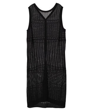 Green Parks すかし柄ロングベスト Black