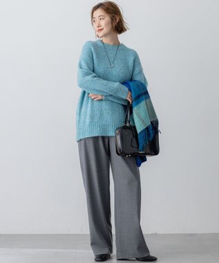 23区 L 【洗える】ナチュラルストレッチサキソニー ベイカー ドロスト パンツ グレー系