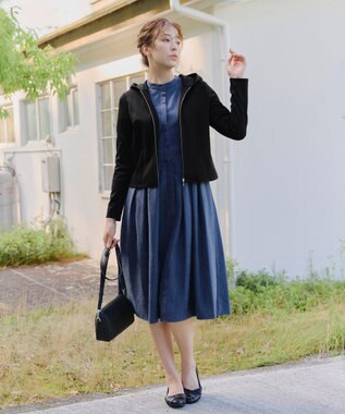 Tiaclasse 【新色追加・洗える】ピーチスキンバンドカラーワンピース ブルー