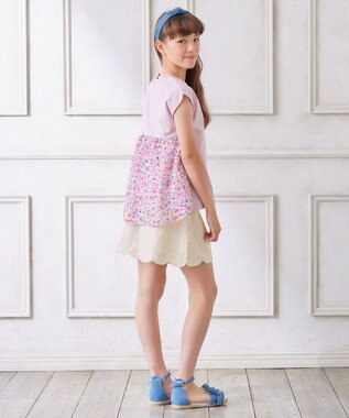 ANY KIDS バックシャン Tシャツ ピンク×花柄