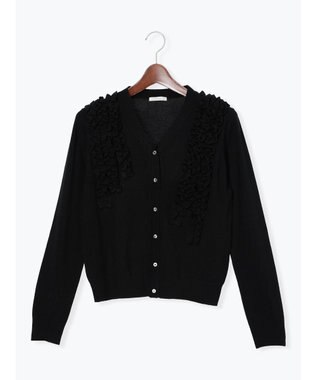Te chichi フリルVネックカーディガン ブラック