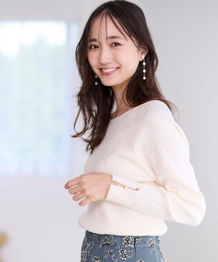 ANY SIS 【ウールブレンドシリーズ】ベースネックリブコンビ ニット アイボリー