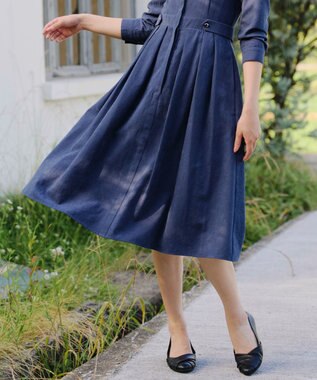 Tiaclasse 【新色追加・洗える】ピーチスキンバンドカラーワンピース ブルー