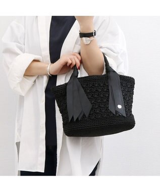 UNBILLION カシュカシュ cachecache / 下がりグログラン柄編みトート カゴバッグ