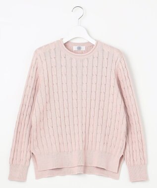 J.PRESS LADIES L 【洗える】GIZA MERCERIZE COTTON ケーブル ニット ピンク系