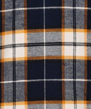 J.PRESS LADIES L コットン起毛タータンチェック シャツ ブラウス ネイビー×オフ×イエローチェック系
