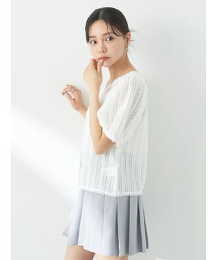 earth music&ecology コンパクトレースカーディガン White