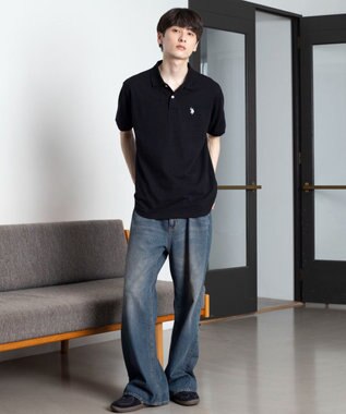 WEGO 【ユニセックス着用ITEM/SMLサイズ展開】U.S. POLO ASSN.別注ポロシャツ ブラック