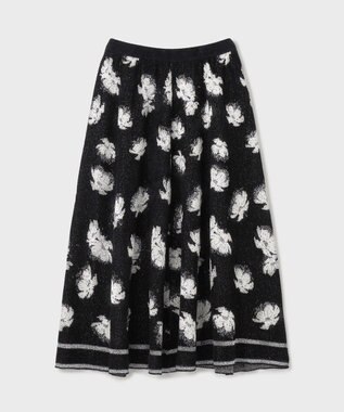 GRACE CONTINENTAL ラメフローラルニットスカート ブラック