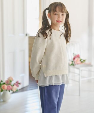 組曲 KIDS 【110-140㎝】フラワーキルト トレーナー アイボリー