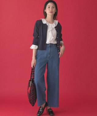 組曲 L ライトデニム セミワイドパンツ ライトインディゴ系