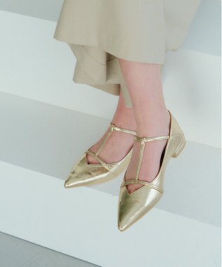 YECCA VECCA メリージェーンTストラップパンプス Gold