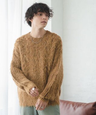 WEGO ブラッシュニットBIGプルオーバー ブラウンその他