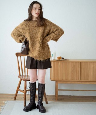 WEGO ブラッシュニットBIGプルオーバー ブラウンその他