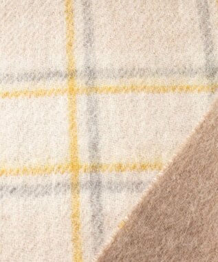 AURORA WEB限定 ウール リバーシブル プチマフラー ベージュチェック×モカ