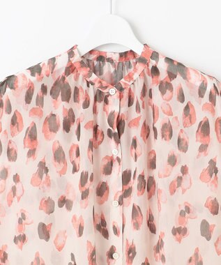 自由区 【カタログ掲載・洗える】グラデーションペタルプリント ワンピース カーキ×ピンク