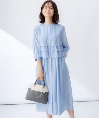 組曲 リヨセルシャーティング ワンピース サックスブルーストライプ系1