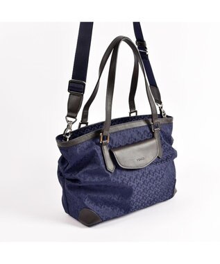 Y'SACCS モノグラム×カウレザー　２ＷＡＹミニトート ネイビー