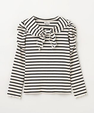 ANY KIDS リボン テレコボーダー Ｔシャツ ホワイト×ブラック