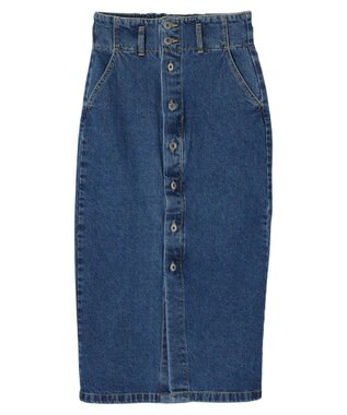 earth music&ecology ボタンナローデニムスカート Medium Indigo