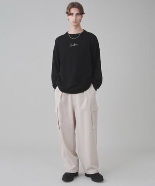 WEGO 【ユニセックス着用ITEM/SMLサイズ展開】アクセ付きワンポイントニットプルオーバー ブラック