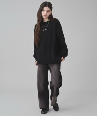 WEGO 【ユニセックス着用ITEM/SMLサイズ展開】アクセ付きワンポイントニットプルオーバー ブラック